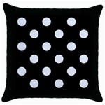 Polka Dots - Pastel Blue on Black Throw Pillow Case (Black)