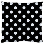 Polka Dots - Pastel Blue on Black Large Flano Cushion Case (One Side)