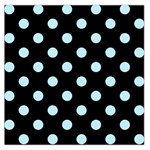 Polka Dots - Light Blue on Black Large Satin Scarf (Square)