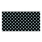 Polka Dots - Light Blue on Black Satin Shawl