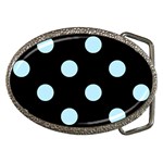 Polka Dots - Light Blue on Black Belt Buckle