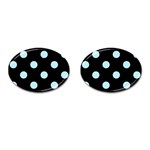 Polka Dots - Light Blue on Black Cufflinks (Oval)