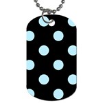 Polka Dots - Light Blue on Black Dog Tag (One Side)