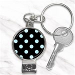 Polka Dots - Light Blue on Black Nail Clippers Key Chain