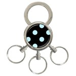 Polka Dots - Light Blue on Black 3-Ring Key Chain