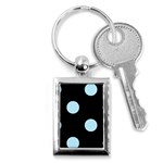 Polka Dots - Light Blue on Black Key Chain (Rectangle)