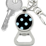 Polka Dots - Light Blue on Black Bottle Opener Key Chain