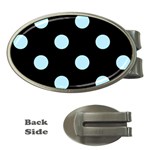 Polka Dots - Light Blue on Black Money Clip (Oval)