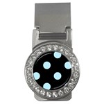 Polka Dots - Light Blue on Black Money Clip (CZ)