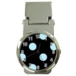 Polka Dots - Light Blue on Black Money Clip Watch