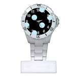 Polka Dots - Light Blue on Black Nurses Watch