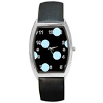 Polka Dots - Light Blue on Black Barrel Style Metal Watch