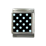 Polka Dots - Light Blue on Black Italian Charm (13mm)