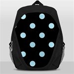 Polka Dots - Light Blue on Black Backpack Bag