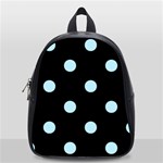 Polka Dots - Light Blue on Black School Bag (Small)