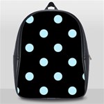 Polka Dots - Light Blue on Black School Bag (Large)