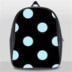 Polka Dots - Light Blue on Black School Bag (XL)