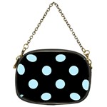 Polka Dots - Light Blue on Black Chain Purse (One Side)