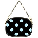 Polka Dots - Light Blue on Black Chain Purse (Two Sides)