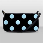 Polka Dots - Light Blue on Black Shoulder Clutch Bag