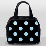 Polka Dots - Light Blue on Black Classic Handbag (One Side)