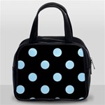 Polka Dots - Light Blue on Black Classic Handbag (Two Sides)