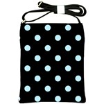 Polka Dots - Light Blue on Black Shoulder Sling Bag