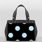 Polka Dots - Light Blue on Black Oversize Office Handbag (One Side)