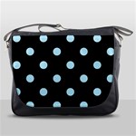 Polka Dots - Light Blue on Black Messenger Bag