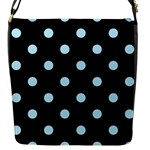 Polka Dots - Light Blue on Black Flap Closure Messenger Bag (S)