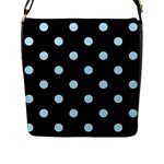 Polka Dots - Light Blue on Black Flap Closure Messenger Bag (L)