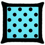 Polka Dots - Black on Electric Blue Throw Pillow Case (Black)