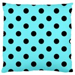 Polka Dots - Black on Electric Blue Large Cushion Case (One Side)