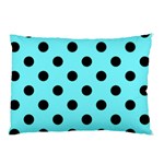 Polka Dots - Black on Electric Blue Pillow Case (Two Sides)