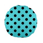 Polka Dots - Black on Electric Blue Standard 15  Premium Round Cushion