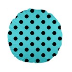 Polka Dots - Black on Electric Blue Standard 15  Premium Flano Round Cushion