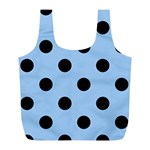 Polka Dots - Black on Baby Blue Full Print Recycle Bag (L)