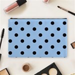 Polka Dots - Black on Baby Blue Cosmetic Bag (L)