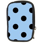 Polka Dots - Black on Baby Blue Compact Camera Leather Case