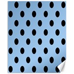 Polka Dots - Black on Baby Blue Canvas 11  x 14 