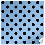 Polka Dots - Black on Baby Blue Canvas 12  x 12 