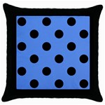 Polka Dots - Black on Cornflower Blue Throw Pillow Case (Black)