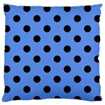 Polka Dots - Black on Cornflower Blue Large Flano Cushion Case (One Side)