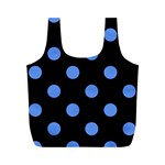 Polka Dots - Cornflower Blue on Black Full Print Recycle Bag (M)