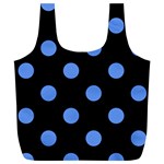 Polka Dots - Cornflower Blue on Black Full Print Recycle Bag (XL)