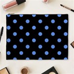 Polka Dots - Cornflower Blue on Black Cosmetic Bag (XL)