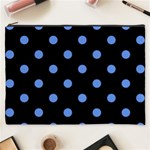 Polka Dots - Cornflower Blue on Black Cosmetic Bag (XXXL)