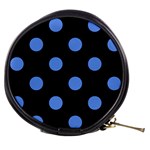 Polka Dots - Cornflower Blue on Black Mini Makeup Bag