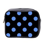 Polka Dots - Cornflower Blue on Black Mini Toiletries Bag (Two Sides)