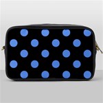 Polka Dots - Cornflower Blue on Black Toiletries Bag (One Side)